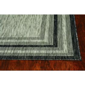 3'x4' Grey Black Machine Woven UV Treated Color Bordered Indoor Outdoor Accent Rug