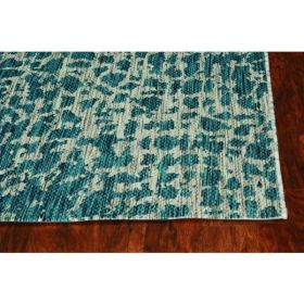 3'x4' Teal Machine Woven UV Treated Animal Print Indoor Outdoor Accent Rug