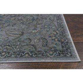 3'x5' Silver Blue Paisley Faux Silk Indoor Area Rug