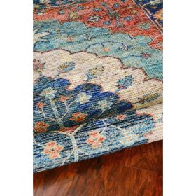 60" X 84" Blue Jute or Polyester Rug