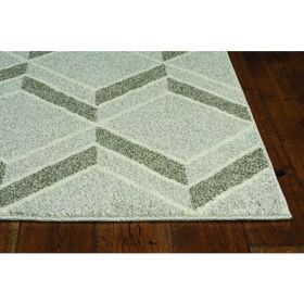 2'x4' Grey Machine Woven UV Treated Herringbone Illusion Indoor Outdoor Accent Rug