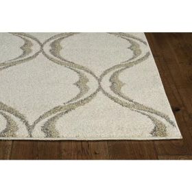 2' x 3' Sand Wavy Line Pattern Accent Rug