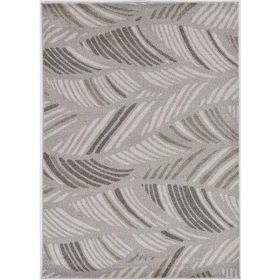 2' x 3' Grey and Beige Waves Accent Rug