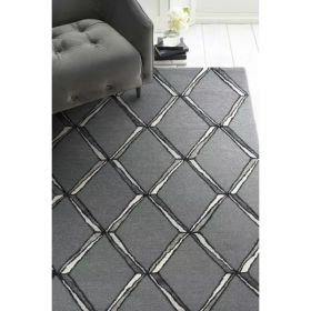 60" X 84" Charcoal or  Silver Wool or Viscose Rug