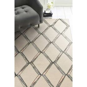 60" X 84" Cream Wool or Viscose Rug