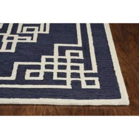 2'x4'  Navy Ivory  Wool Accent Rug