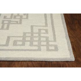 2' x 4' Ivory  Grey Wool Area Rug