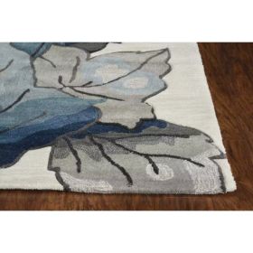 27" X 90" Ivory  Blue Polyester Rug