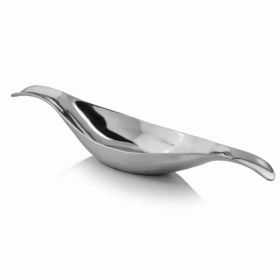 8" X 34.5" X 5.5" Silver Aluminum Long Wavy Bowl