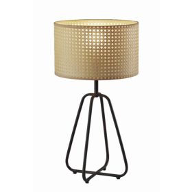 Open Cane Web Natural Shade Dark Bronze Table Lamp