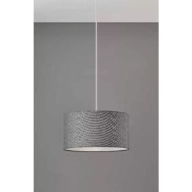 Heather Grey Fabric Shade Electric Drum Pendant