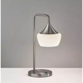 Gnome Alabaster Glass Brushed Steel Table Lamp