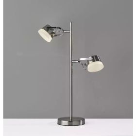 Hollywood Spotlight Brushed Steel Metal LED Table Lamp