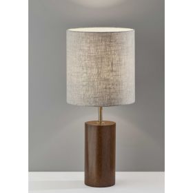 Walnut Wood Circular Block Table Lamp