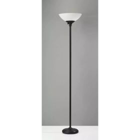 Tailored Black Metal Torchiere with Bright Illumination