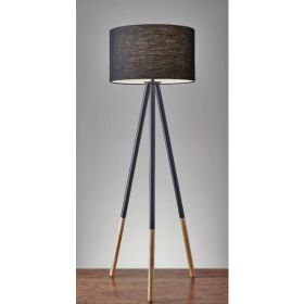 Tripod Floor Lamp Urban Mixed Metal and Wood