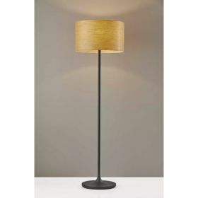 Homespun Wood Grain Floor Lamp with Black Metal Base