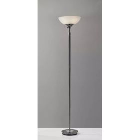 Modern Black Nickel Thick Pole Torchiere Floor Lamp