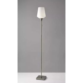 Brushed Steel Floor Lamp With White Opal Wine Glass Shade