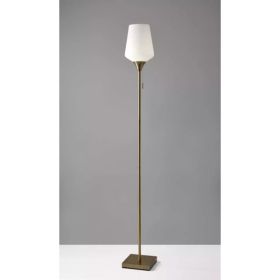 Brass Metal Floor Lamp with White Opal Wine Glass Shade