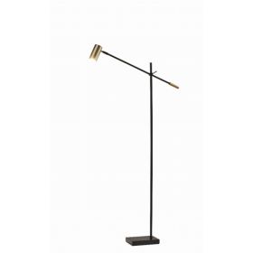 Black Metal Antique Brass Floor Lamp Tilt Arm LED Task Light