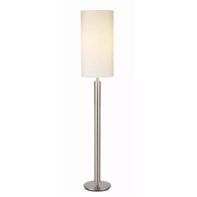 Floor Lamp Brushed Steel Metal Stout Pole with Tall Silk Shade