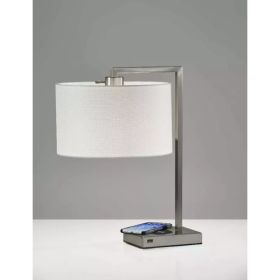 Enhanced Tech Charging Brushed Steel Metal Table Lamp