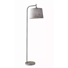 Arc Steel Metal Floor Lamp  with Soft Contemporary Textured Grey Linen Shade