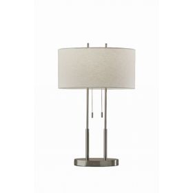 Brushed Steel Dual Pole Metal Table Lamp