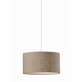 Burlap Fabric Light Brown Electric Drum Pendant Lamp