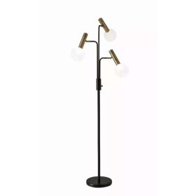 Sleek Black and Brass Finish LED 3-Arm Floor Lamp