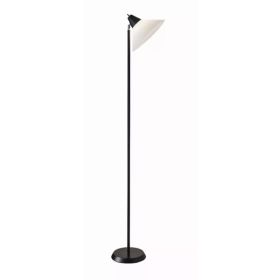 Elemental Black Metal Torchiere with White Cone Shade