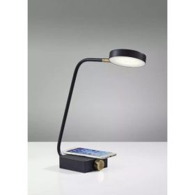 Tech Enhanced Black Metal Disk LED Adjustable Desk Lamp