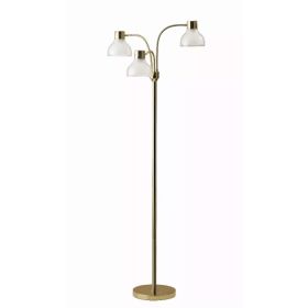 Adjustable Three Light Floor Lamp in Lustrous Gold Finish With Frosted Inner Shades