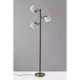 Three Light Floor Lamp with Adjustable White Metal Shades