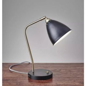 Black Metal and Antique Brass Adjustable USB Port Desk Lamp