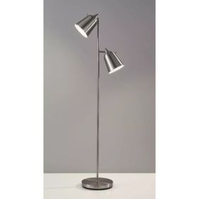 Brushed Steel Two Light Floor Lamp With Adjustable Shades