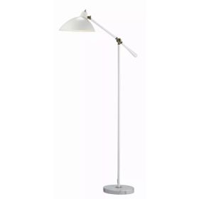 Retro Floor Lamp with Adjustable Abstract Oval White Metal Shade