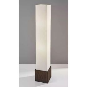 Brown Reed Floor Lamp with Elongated Rectangular Linen Shade