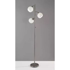 Floor Lamp Brushed Steel Metal Three Adjustable Globes