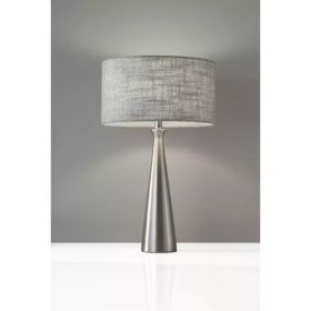 Brushed Steel Metal Finish Tapered BasecTable Lamp