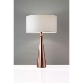 Brushed Copper Metal Finish Tapered Base Table Lamp