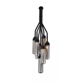 10.5" X 10.5" X 48" Black Carbon Steel Pendant Lamp