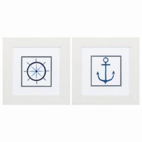 13" X 13" White Frame Sailing Set of 2