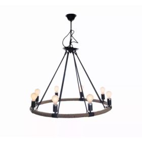 32" x 37" x 32" 8 Bulbs, Rope - Pendant Lamp