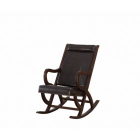 Espresso Brown Faux Leather with Walnut Finish Rocking Chair