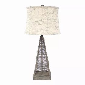 15" x 13" x 28.5" Tan, Industrial Metal With Gentle Linen Shade - Table Lamp