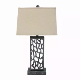 5" x 8" x 28.75" Silver, Metal With Multi Mini Grotto Pattern - Table Lamp