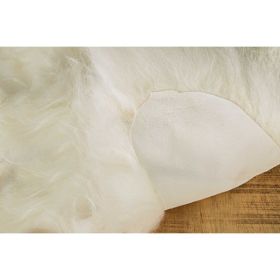 2' x 3' White Natural Wool Long-Haired Sheepskin Area Rug