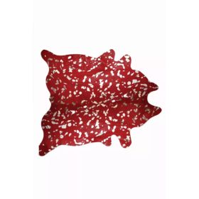 72" x 84" Red and Silver Cowhide - Area Rug